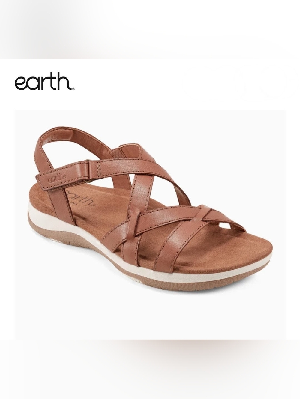 Earth® Sterling Casual Strappy Round Toe Flat Sandal Sz 7W NIB